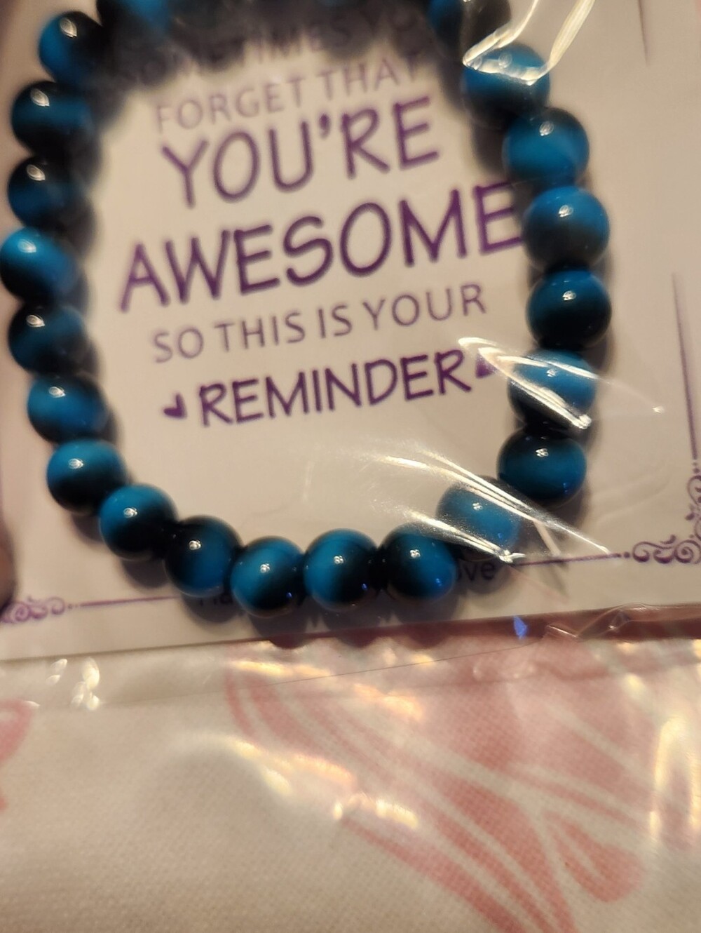 Turquoise Beaded Men's Bracelet - Inspirational Reminder